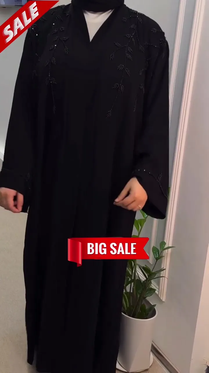 Luxury Black Embroidered Abaya